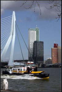 Activity on Nieuwe Maas river in Rotterdam
